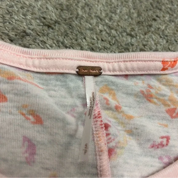 Free People Blush Combo Tourist Tee Shirt Floral Pink New with Tags NWT Top - Picture 8 of 10